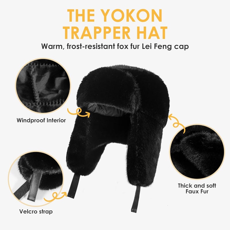 Gilotop Trapper Hat with Ear Flaps - Winter Russian-Style Fur Pilot Ushanka, Windproof Skiing for Men & Women - Image 4